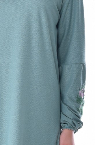 Nakışlı Tunik Pantolon ikili Takım 1252-03 Çağla Yeşili