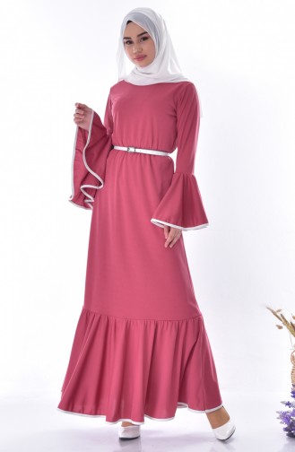 Kleid mit Gürtel  0102-02 Rosa 0102-02