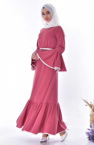 Kleid mit Gürtel  0102-02 Rosa 0102-02