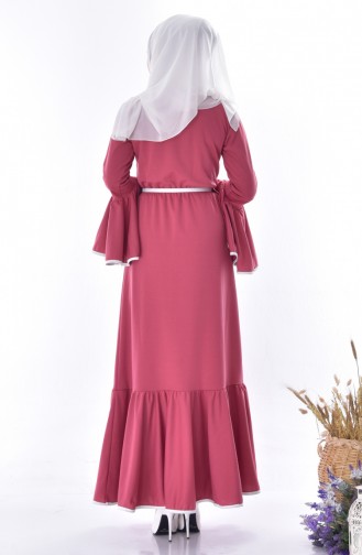 Kleid mit Gürtel  0102-02 Rosa 0102-02