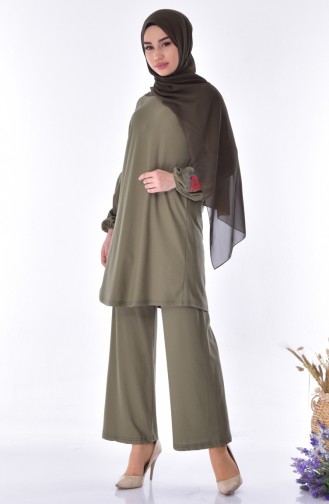 Embroidered Tunic Trousers Double Suit 1252-05 Khaki 1252-05