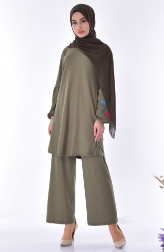 Embroidered Tunic Trousers Double Suit 1252-05 Khaki 1252-05