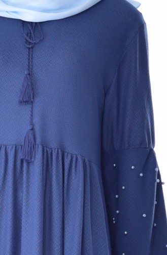 Beli Pleated Pearl Dress 0227-10 Indigo 0227-10