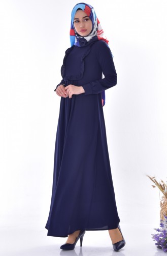 Dunkelblau Hijab Kleider 7032-03