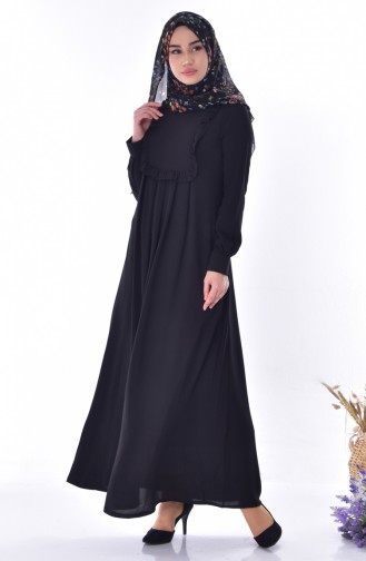 Schwarz Hijab Kleider 7032-02