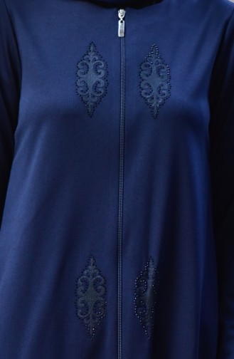 Abaya Imprimée de Pierre 2001-06 Bleu Marine 2001-06
