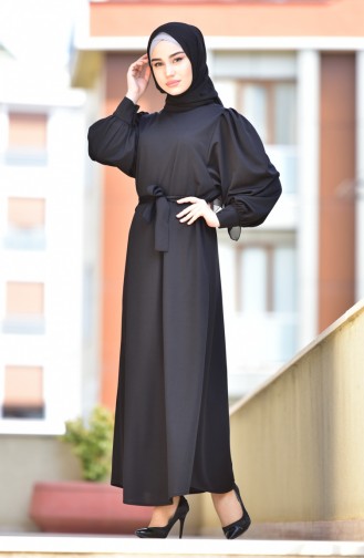 إي أف إي فستان بتصميم حزام للخصر 0307-04 لون أسود 0307-04