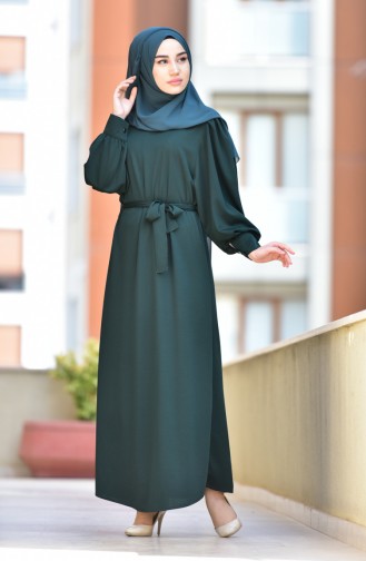 Emerald Green Hijab Dress 0307-03