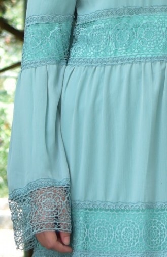 Lace Detailed Dress 3000-02 Green Almond 3000-02