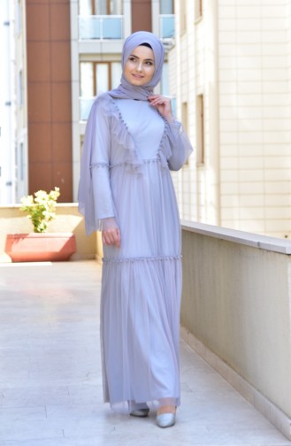 Robe Tulle a Froufrous 1057-04 Gris 1057-04