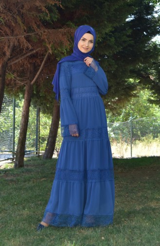 Indigo Hijab Dress 3000-05
