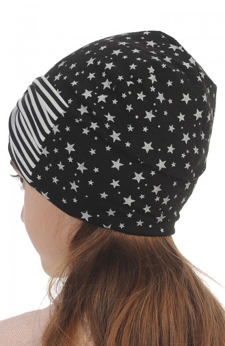 Chapeau Peigné Imprimé d`étoiles NS0167 Noir Blanc 0167