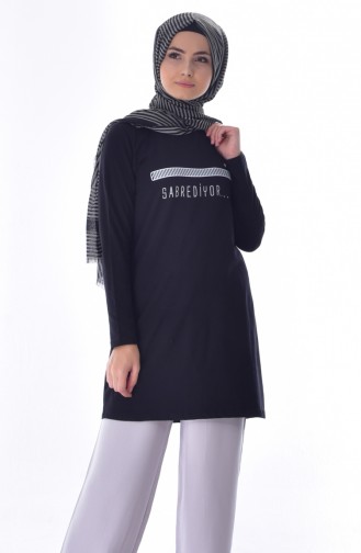 Baskılı Basic Tunik 41157-03 Siyah