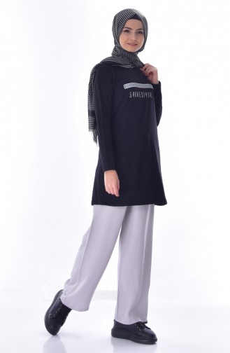 Baskılı Basic Tunik 41157-03 Siyah