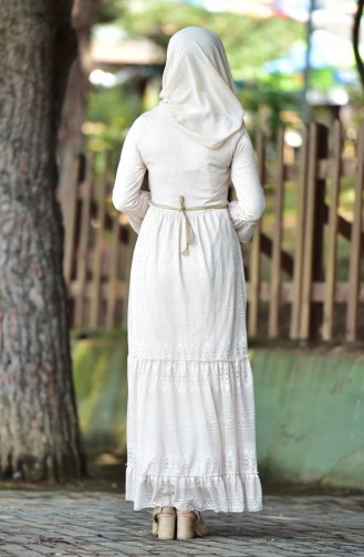 Cream Hijab Dress 0913-01