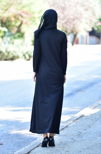 Sıfır Yaka Elbise 2008-02 Siyah