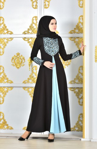 Baby Blue Hijab Evening Dress 4468-06
