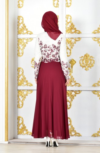 Lacy Evening Dress 81571-04 Claret Red 81571-04