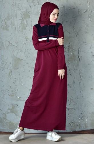 Claret Red Hijab Dress 8230-03