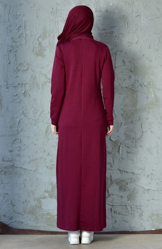 Claret Red Hijab Dress 8230-03