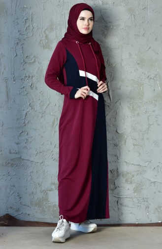 فستان رياضي بتصميم موصول بقبعة 8238-05 لون خمري 8238-05
