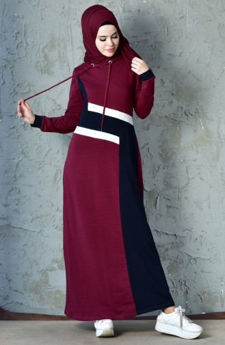فستان رياضي بتصميم موصول بقبعة 8238-05 لون خمري 8238-05