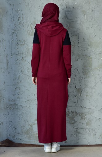 Claret Red Hijab Dress 8252-05