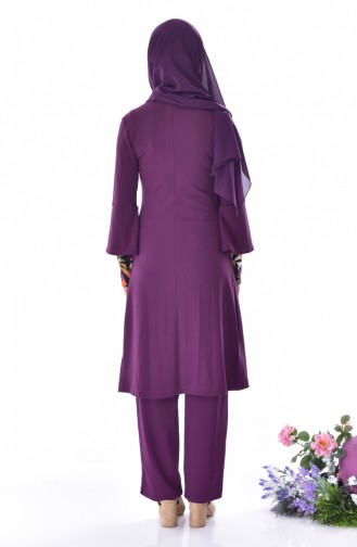 Tunik Pantolon İkili Takım 7002-05 Mürdüm Haki