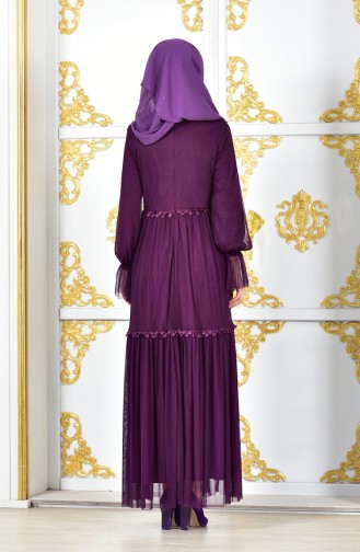 Dunkel-Zwetschge Hijab-Abendkleider 8124-04
