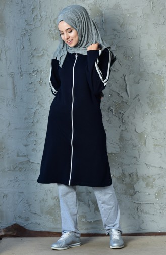 Zippered Tracksuit Suit 60100-02 Navy 60100-02