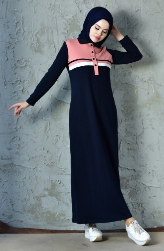 Navy Blue Hijab Dress 8230-06