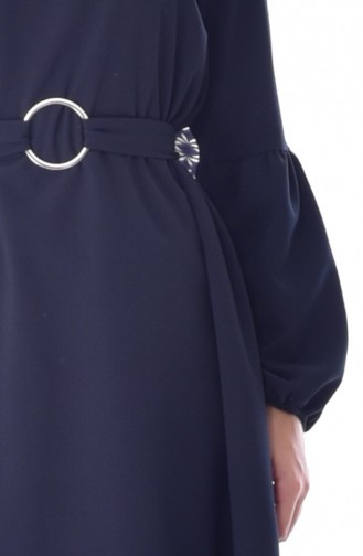 Belted Asymmetric Tunic 1769-01 Navy Blue 1769-01