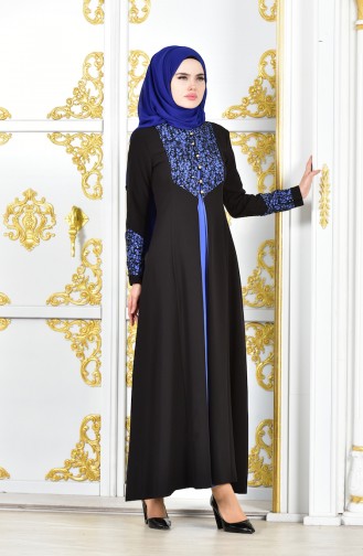 Robe de Soirée a Paillettes 4468-09 Bleu 4468-09