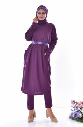 Belted Tunic Trousers Double Suit 0157-04 Purple 0157-04