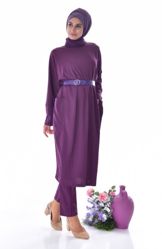 Belted Tunic Trousers Double Suit 0157-04 Purple 0157-04