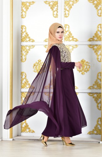 Abendkleid mit Spitzen 81606-03 Lila 81606-03