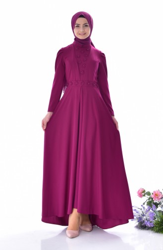 Pearls Belted Dress 0905-02 Plum 0905-02
