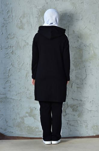 بدلة رياضية بتصميم قبعة موصولة 15000-01 لون أسود 15000-01