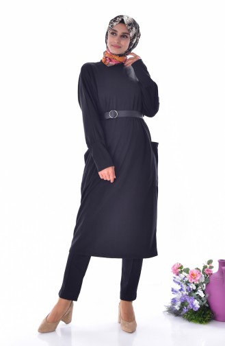 Belted Tunic Trousers Double Suit 0157-02 Black 0157-02