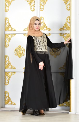 Abendkleid mit Spitzen 81606-02 Schwarz 81606-02