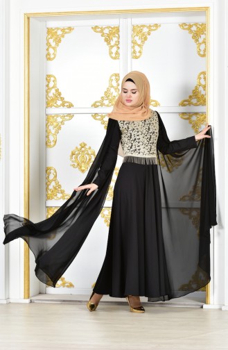 Robe de Soirée a Dentelle 81606-02 Noir 81606-02
