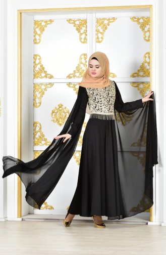 Abendkleid mit Spitzen 81606-02 Schwarz 81606-02