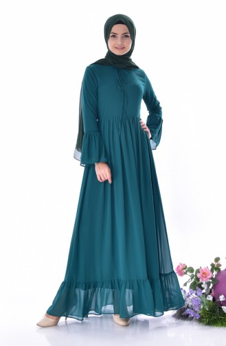 Grün Hijab Kleider 0811-02