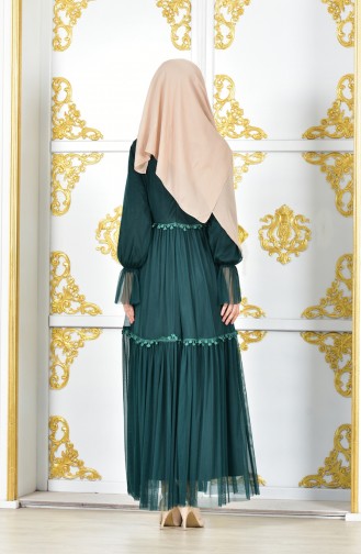 Emerald Green Hijab Evening Dress 8124-03