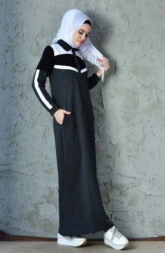 بي وست فستان رياضي بتصميم جيوب 8236-01 لون أسود مائل للرمادي 8236-01