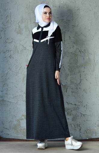 بي وست فستان رياضي بتصميم جيوب 8236-01 لون أسود مائل للرمادي 8236-01