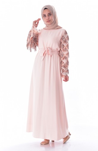 Paillettenkleid mit Fransen 60695-03 Beige 60695-03