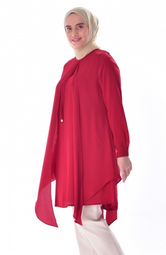 METEX Large Size Suit Looking Tunic 1032-08 Claret Red 1032-08