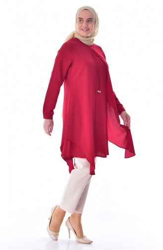 METEX Large Size Suit Looking Tunic 1032-08 Claret Red 1032-08