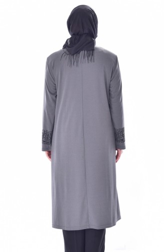 Cape İmprimée Grande Taille 6039-07 Gris 6039-07